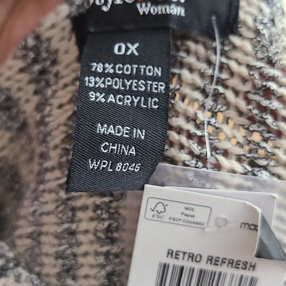 NWT Style & Co.‎ Beige Multi Marled Seamed Sweater 0X